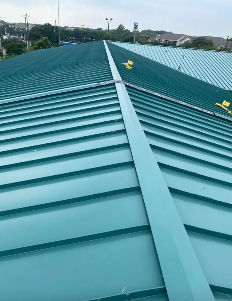 Green commercial metal roof ridge and valley for Metal Roof Repair in Fostoria